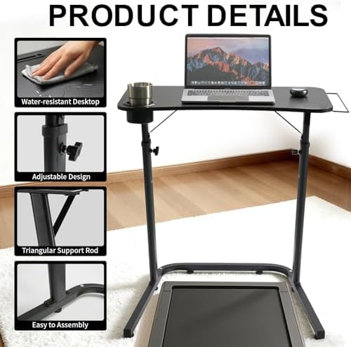 Stepwaver Treadmill Desk, Small Standing Desk for Walking Pad, 30-47 Inch Adjustable Height Walking Pad Stand for Treadmill, Portable Standing Table for Bike - Black - Image 5