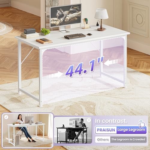 PRAISUN 47 X 20 Inch Computer Desk, Power Outlets, USB-C, White - Image 6
