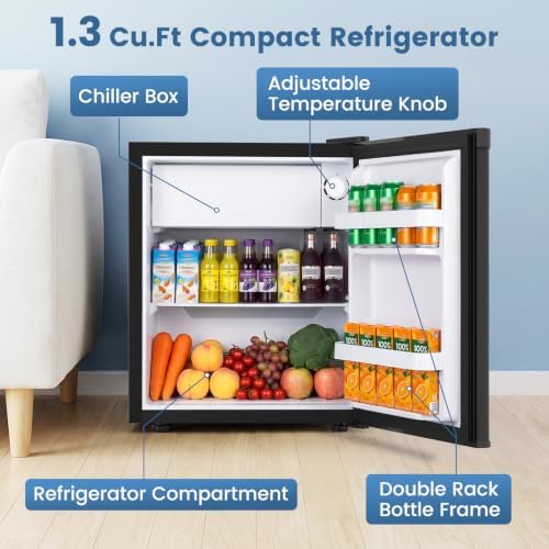 Kismile 1.3 Cu.Ft Mini Fridge with Freezer, Compact Refrigerator for Dorm - Image 2