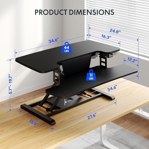 FLEXISPOT 35 inch Electric Standing Desk Converter, Motorized Stand up Desk Riser, Monitor and Laptop Workstation with Wide Keyboard Tray, Black - Image 3