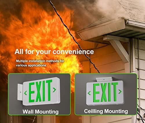 TANLUX Green Exit Sign, LED Emergency Exit Light with Battery Backup, UL Listed, AC 120/277V, Hardwired Exit Signs with Emergency Lights, Commercial Emergency Lights for Business - 6 Pack - Image 5