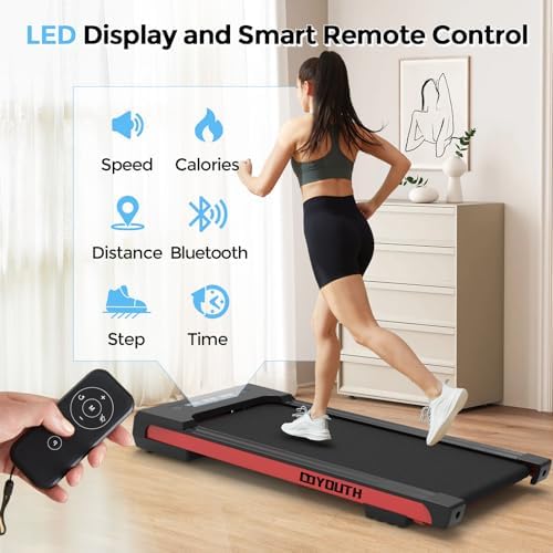 GOYOUTH Walking Pad Treadmill, Under Desk Treadmill for Home Office, Wide Belt Compact Treadmills 300 lbs Capacity, 2.25HP Shock-Absorbing Walking Jogging Running Machine Remote Included - Image 2