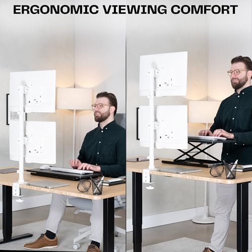 VIVO Dual Monitor Desk Mount Stand with Height Adjustment and VESA Plates for 2 LCD Ultrawide Screens up to 34 inches, Stacked Array, STAND-V002RW - Image 6
