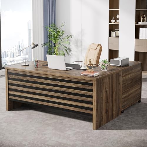 Tribesigns 62.2" L-Shaped Executive Desk with Mobile File Cabinet by Tribesigns