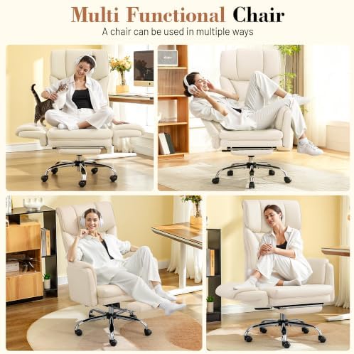 FelixKing Office Chair, Flip Armrests for Pets Criss Cross Legged, White - Image 4
