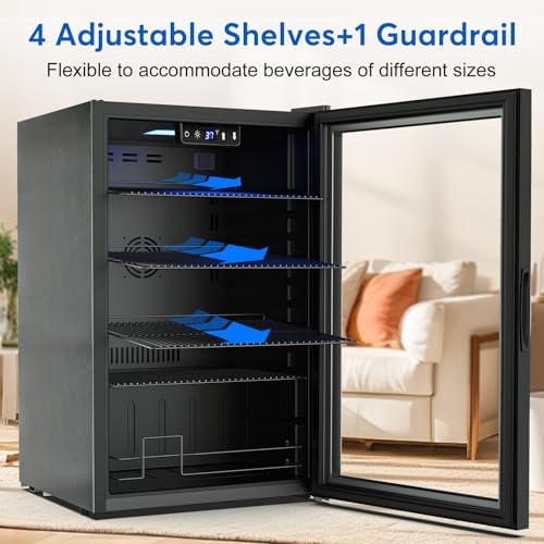 FoMup 20 Inch Beverage Refrigerator 150 Can with Glass Door – Mini Drink Cooler with Reversible Door, Safety Lock & Temperature Control, Small Fridge for Beer Soda Wine, Compact for Dorm Office Hotel - Image 5