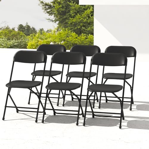 6 Pack White Folding Chairs for School Events Wedding Party Picnic by IWDOO