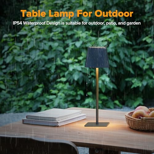 LUTEC 4 Pack Cordless Table Lamp,6000mAh Rechargeable Battery Operated Desk Lamp,Two Adjustable Heights,Waterproof, Touch Control & 3 Color Stepless Dimming for Restaurant/Bedroom/Bars/Outdoor (Blue) - Image 5