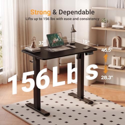 Claiks 32 x 19 Inch Black Electric Standing Desk - Image 3