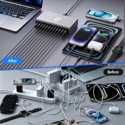 1300W GaN 4 USB C Charging Station, 12-Port Desktop Charger with 6 x 140W USB-C PD, 4 x 100W USB-C PD and 2 x QC 3.0 USB-A Ports, Includes 6.6 ft 240W USB-C Fast Charging Cable - Image 4