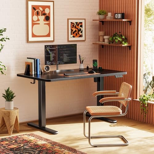 Huuger 47 X 24 Inch Electric Standing Desk with Power Outlets and USB-C Port, Height Adjustable Desk, Sit Stand Desk for Home Office, Computer & Gaming Desk with 3 Presets, Stable Steel Frame, Black - Image 2