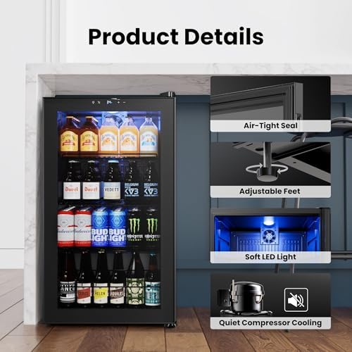 Yeego Beverage Refrigerator Drink Cooler, 130 Cans Mini Fridge - Image 6