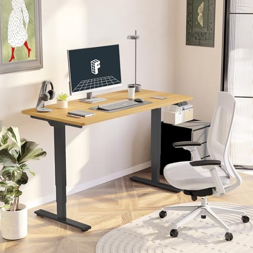 FLEXISPOT E6 3-Stage Dual Motor 60 x 24 Electric Standing Desk Sit Stand Up Desk, Holds 220 lbs, Adjustable Height w/Memory Presets, One-Piece Maple Desktop & Black Frame, Ships in 2 Boxes - Image 2