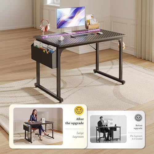 DurayLoly 40" Gaming Desk with Waterproof LED Lights for Bedroom,Black - Image 6