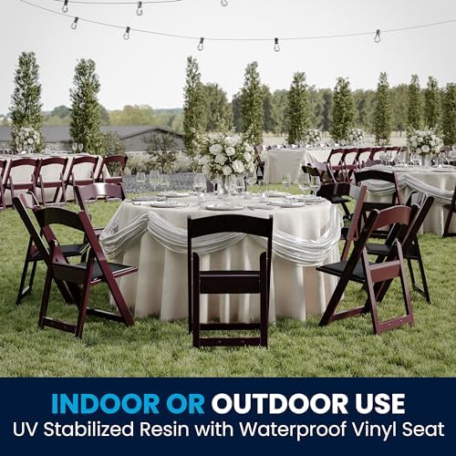 Flash Furniture Hercules Series Folding Chairs for Weddings and Formal Events, Stackable Commercial Event Seats with 1,000-lb. Static Weight Capacity, Set of 4, Red Mahogany - Image 4