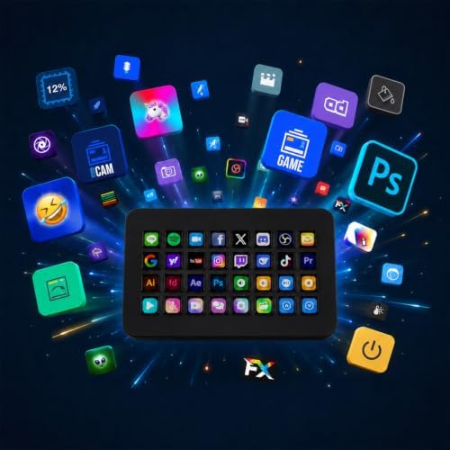 TreasLin/VSDinside XL Streaming Deck & Macro Keypad – 32 Customizable Keys with Scroll Wheels + RGB Light, Programmable Shortcut Keyboard for Gamers Creators Work on OBS Twitch Zoom Teams PS Excel - Image 5