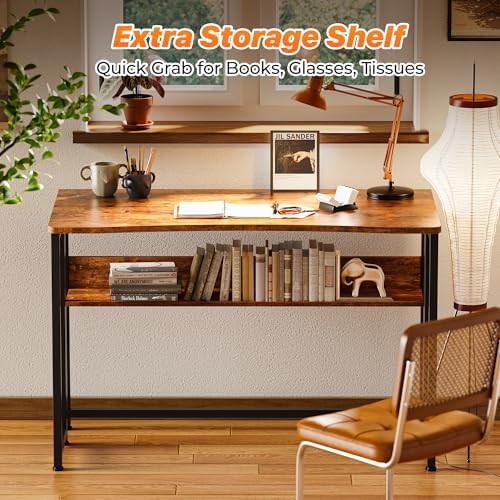 Huuger Folding Desk with Storage Shelf, 39.3 Inch Foldable Computer Table - Image 6