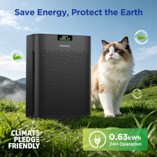 MOOKA Air Purifier for Home Bedroom Large Room 2200 Ft², HEPA Filter, Black - Image 5