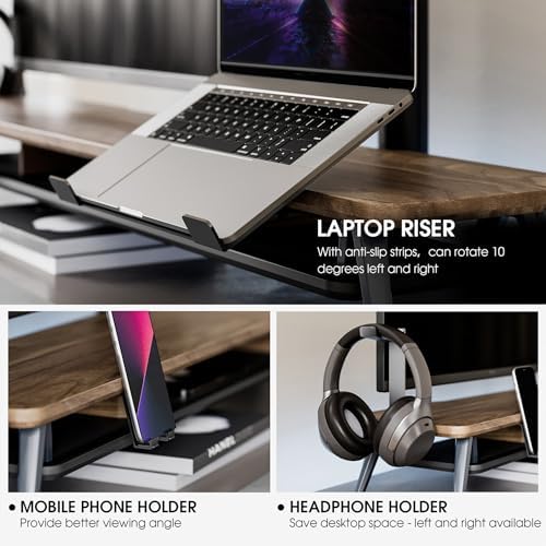 Fenge 42.5-Inch Monitor Stand Riser with Laptop, Phone & Headphone Holders - Image 3