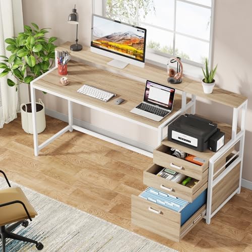 Tribesigns 63 Inch Computer Desk with File Drawer Cabinet, Home Office Desk - Image 4