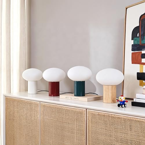 Brightech Ivy LED Table Lamp - Small 9” Bedside Reading Lamp, Modern USB Desk and Nightstand Light with Ambient Lighting for Bedroom, Living Room, Office - Frosted Glass Globe Lamp Shade, Red - Image 5