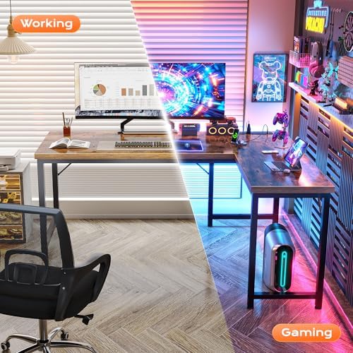 Huuger 55 Inch L Shaped Desk with Power Outlets & 0.95 Inch Thicker Desktop - Image 6