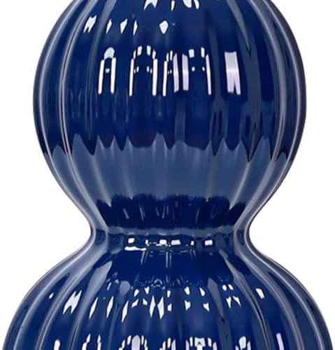 28" Navy Blue Table Lamps Set of 2 for Living Room, Modern Ceramic Bedside Lamps for Bedroom, Ribbed Gourd Table Lamps for Nightstand (2 LED Bulbs Included) - Image 4