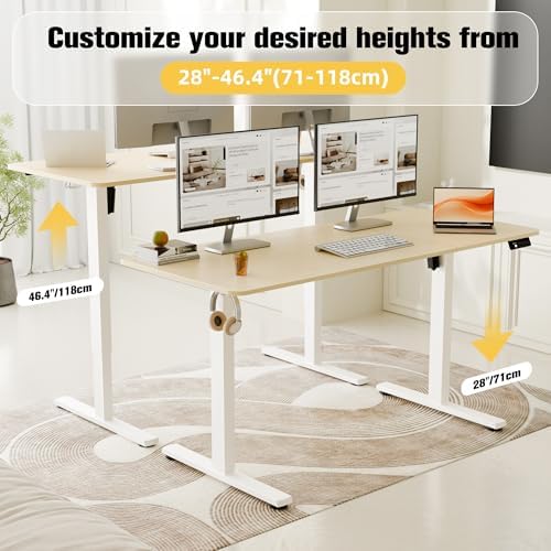 ERGOMAKER 55"x24" Standing Desk, Adjustable Sit-Stand Home Office, Oak - Image 4