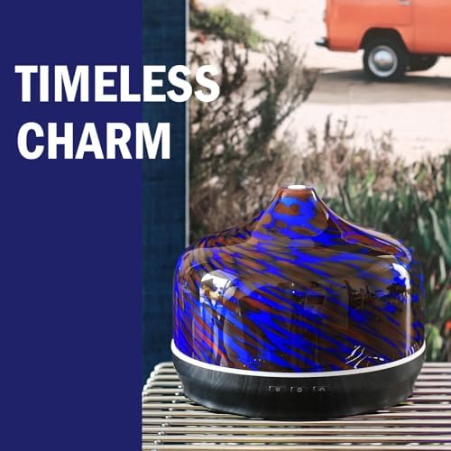 Porseme 500ml Glass Essential Oil Diffuser Aromatherapy Ultrasonic Cool Mist Humidifier 15-21 Running Hours Waterless Auto-Off Air Diffusers for Sleeping Yoga Working Spa(Cobalt Blue) - Image 2