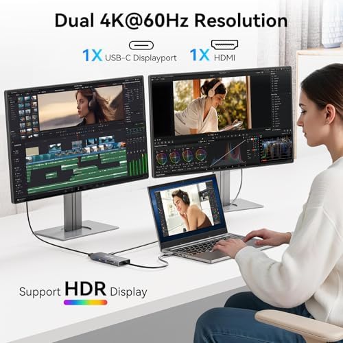 VANGREE 9-in-1 USB C Hub 10Gbps with 4K@60Hz USB-C Display Output, 100W PD - Image 6