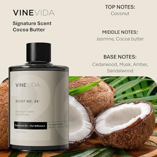 VINEVIDA [16 Fl Oz] Cocoa Butter Fragrance Oil for Cold Air Diffusers, Essential Oils for Diffuser Oil Refill & Air Freshener Room Spray - Image 2