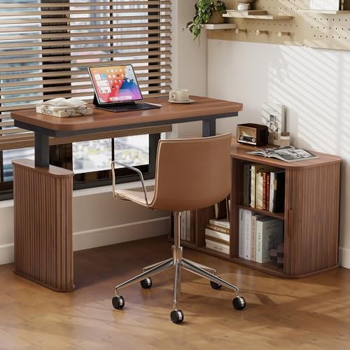 47" L Shaped Electric Wood Standing Desk with Storage - Image 6