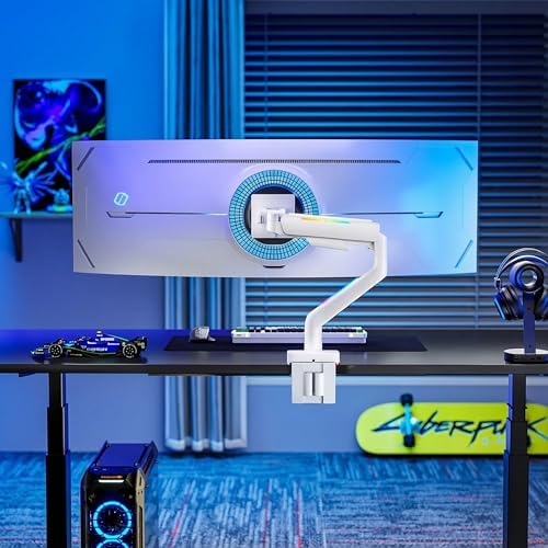 ARES WING Ultrawide Monitor arm with RGB for 17-49 Inch Screen, White - Image 6