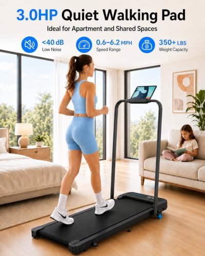 Cardirun Walking Pad with Incline and Stable Handle Bar, Foldable Treadmill - Image 6