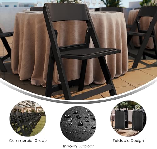 Flash Furniture Hercules Vinyl Indoor/Outdoor Folding Chair, Black, 4-Pack - Image 5
