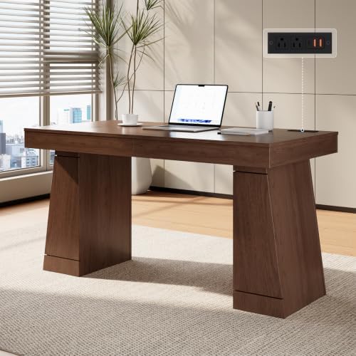 55" Executive Desk with Power Outlet, Storage Cabinet - Image 3
