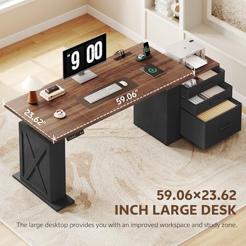 75.5'' Electric Standing Desk with Drawers Corner Desk Black - Image 4