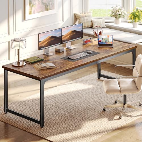PRAISUN 70.9 x 24 Inch Computer Desk, 0.95'' Thicker, Heavy Duty, Rustic Brown - Image 2