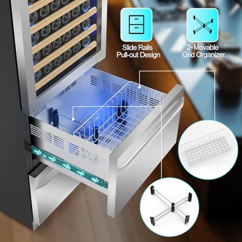 24 Inch 2 IN 1 Dual Zone Drawer Wine and Beverage Refrigerator - Image 4