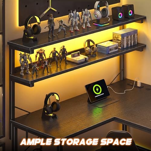 DurayLoly 53" L Shaped Gaming Desk with No Side Bar Shelf for Small Space - Image 4