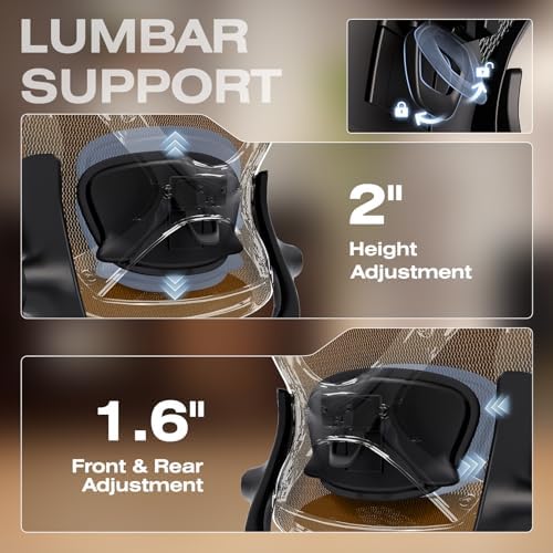 ELABEST X100 Ergonomic Mesh Office Chair with Footrest, Big and Tall Home Desk Chair with 5D Flip-Up Arms, Adjustable 3D Lumbar Support, Gaming & Executive Computer Chair (Tangerine Burst) - Image 6