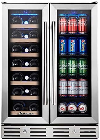 24 Inch Wine and Beverage Fridge, Wine Refrigerator Dual Zone Hold 20 Bottles and 78 Cans,Built-In or Freestanding Digital Touch Control by Kalamera