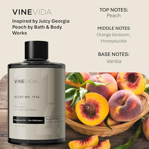 VINEVIDA [16 Fl Oz] Scent NO. 1114 Fragrance Oil for Cold Air Diffusers, Aromatic Notes of Peach, Orange Blossom, Honeysuckle & Vanilla Essential Oils for Diffuser Oil Refill & Air Freshener Spray - Image 2