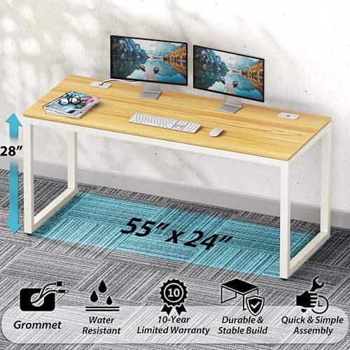 SHW 55-Inch Commercial-Grade Office Computer Desk, Oak - Image 4