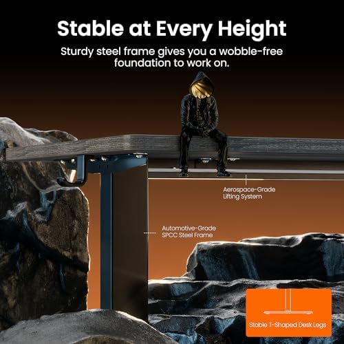 ErGear Height Adjustable Electric Standing Desk, 44 x 24 Inches Sit Stand up Desk, Memory Computer Home Office Desk, Grey - Image 5