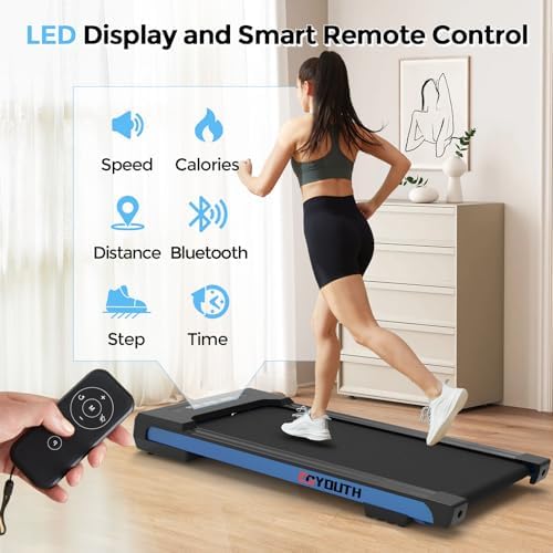 GOYOUTH Walking Pad Treadmill, Under Desk Treadmill for Home Office, Wide Belt Compact Treadmills 300 lbs Capacity, 2.25HP Shock-Absorbing Walking Jogging Running Machine Remote Included - Image 2