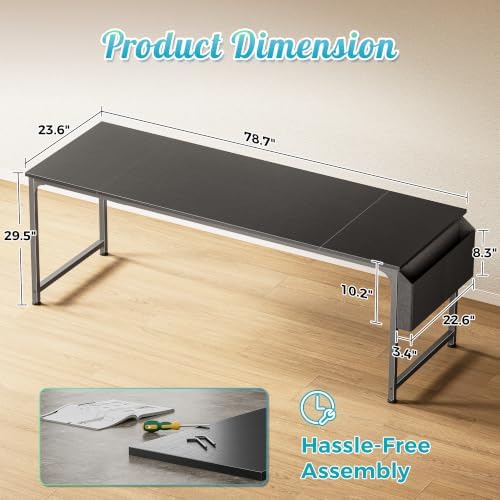 PRAISUN 79'' Computer Desk with Fabric Storage Bag - Image 3