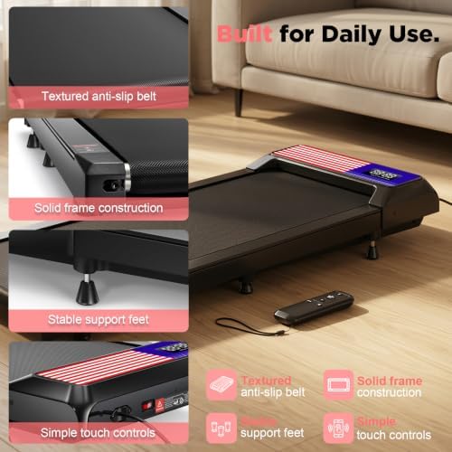 HCOIW Walking Pad Treadmill for Home Office, Portable Under Desk Treadmill | 3-in-1Foldable Walking Pad with Incline, Quiet,Remote, No Installation, Portable & EasyStorage for Home Office - Image 7