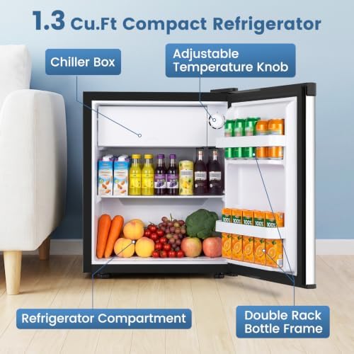 Kismile 1.3 Cu.Ft Mini Fridge with Freezer, Compact Refrigerator for Dorm - Image 2