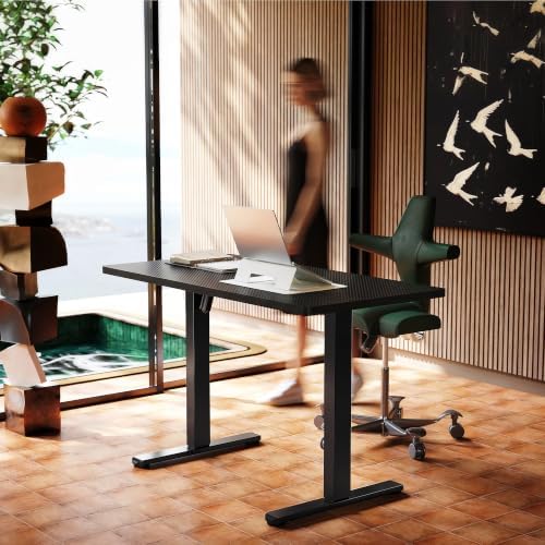 HUANUO 40x24 Inch Electric Standing Desk, Adjustable, Carbon Fiber Black - Image 2